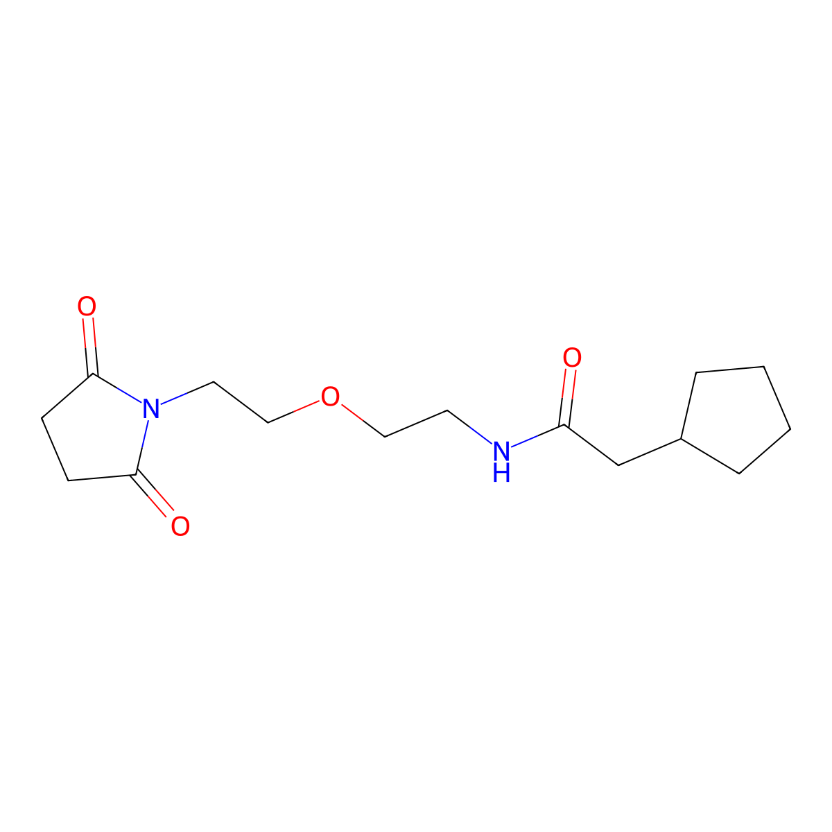2-cyclopentyl-N-(2-(2-(2,5-dioxopyrrolidin-1-yl)ethoxy)ethyl)acetamide molecular structure, CAS 2034391-97-2