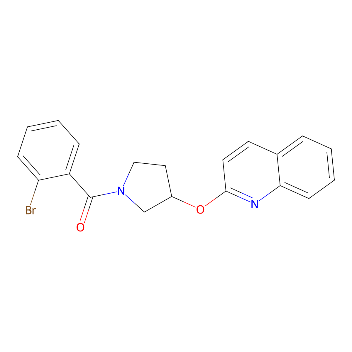 (2-Bromophenyl)(3-(quinolin-2-yloxy)pyrrolidin-1-yl)methanone molecular structure, CAS 2034392-01-1