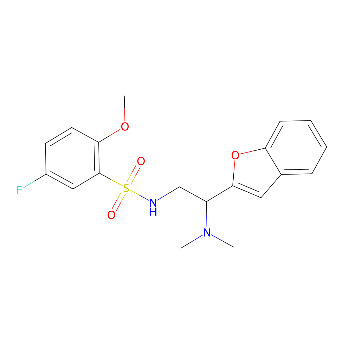 N-(2-(benzofuran-2-yl)-2-(dimethylamino)ethyl)-5-fluoro-2-methoxybenzenesulfonamide molecular structure, CAS 2034392-04-4