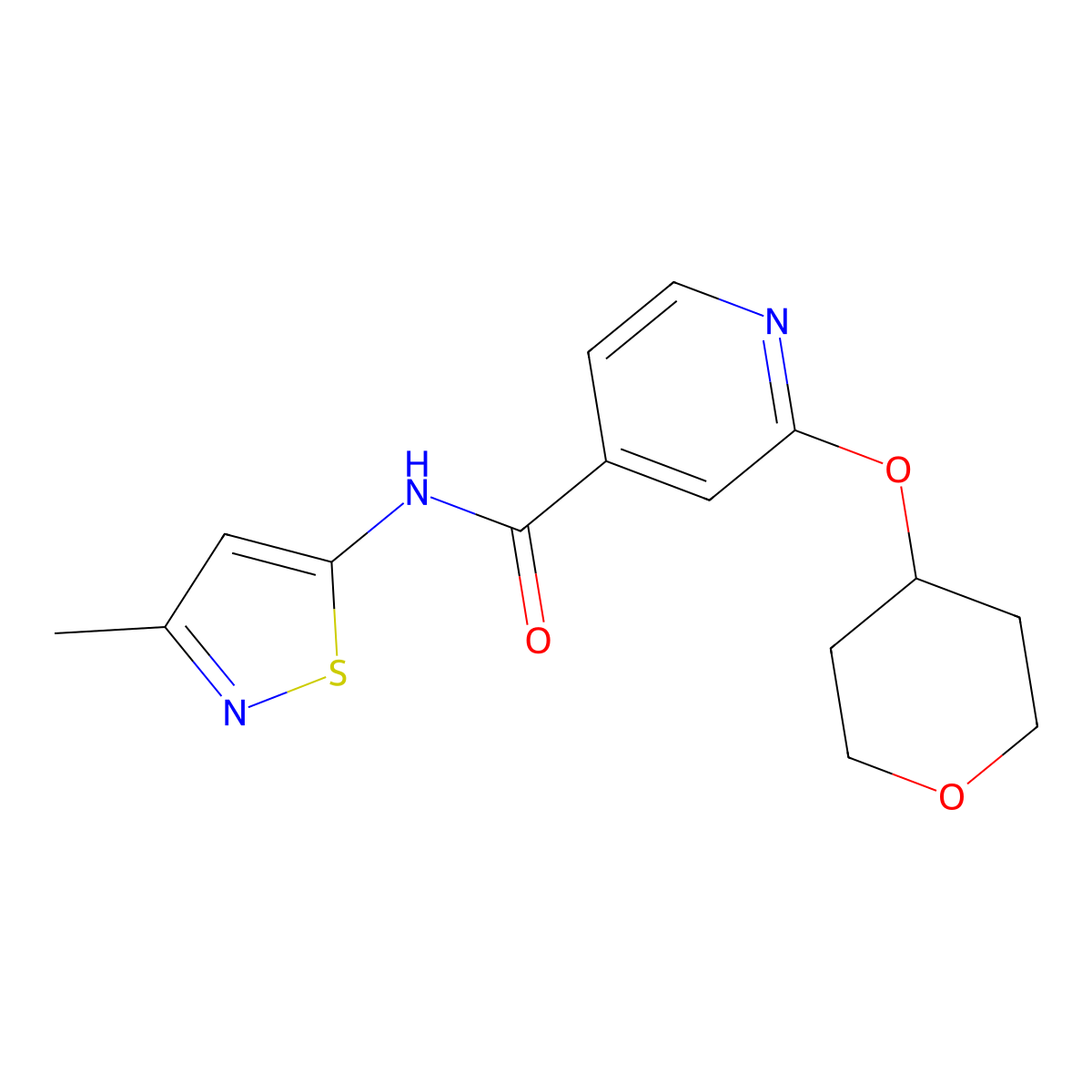 N-(3-methylisothiazol-5-yl)-2-((tetrahydro-2H-pyran-4-yl)oxy)isonicotinamide molecular structure, CAS 2034392-07-7