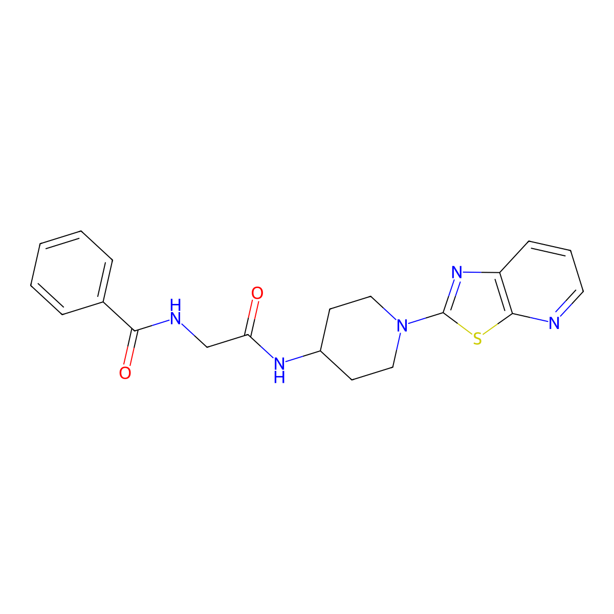 N-(2-oxo-2-((1-(thiazolo[5,4-b]pyridin-2-yl)piperidin-4-yl)amino)ethyl)benzamide molecular structure, CAS 2034392-09-9