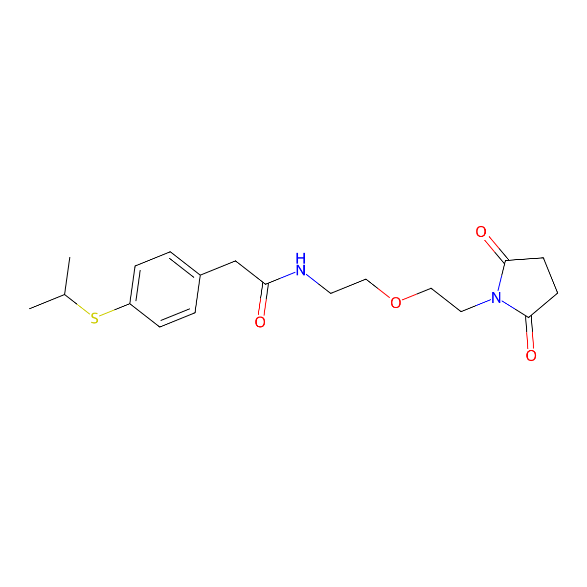 N-(2-(2-(2,5-dioxopyrrolidin-1-yl)ethoxy)ethyl)-2-(4-(isopropylthio)phenyl)acetamide molecular structure, CAS 2034392-11-3