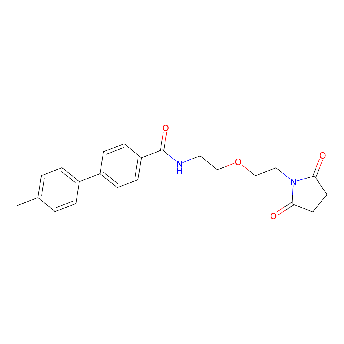 N-{2-[2-(2,5-dioxopyrrolidin-1-yl)ethoxy]ethyl}-4'-methyl-[1,1'-biphenyl]-4-carboxamide molecular structure, CAS 2034392-17-9