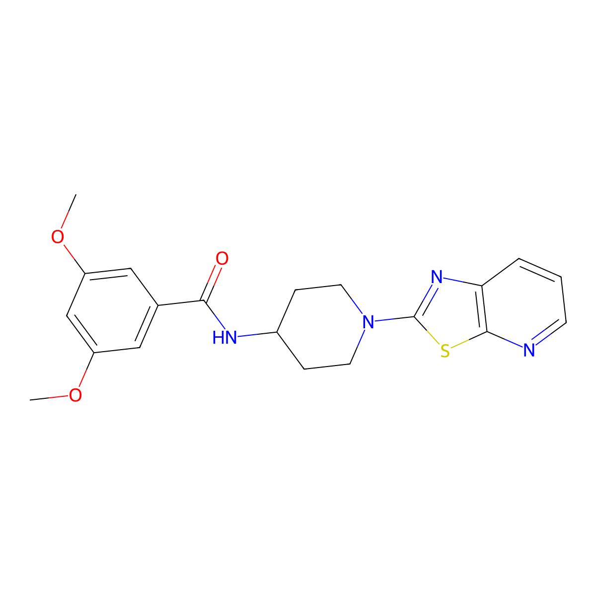 3,5-dimethoxy-N-(1-(thiazolo[5,4-b]pyridin-2-yl)piperidin-4-yl)benzamide molecular structure, CAS 2034392-19-1