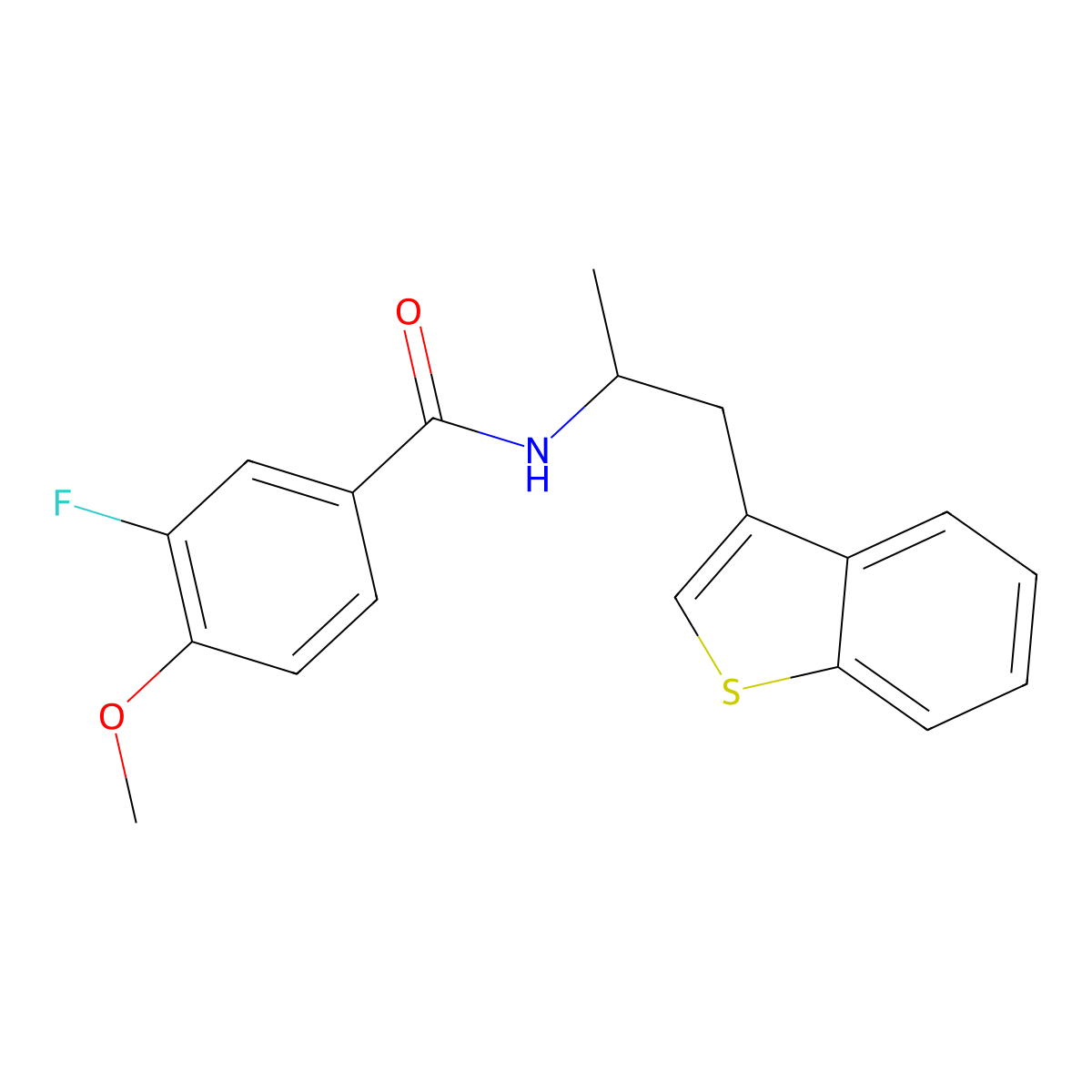 N-(1-(benzo[b]thiophen-3-yl)propan-2-yl)-3-fluoro-4-methoxybenzamide molecular structure, CAS 2034392-21-5