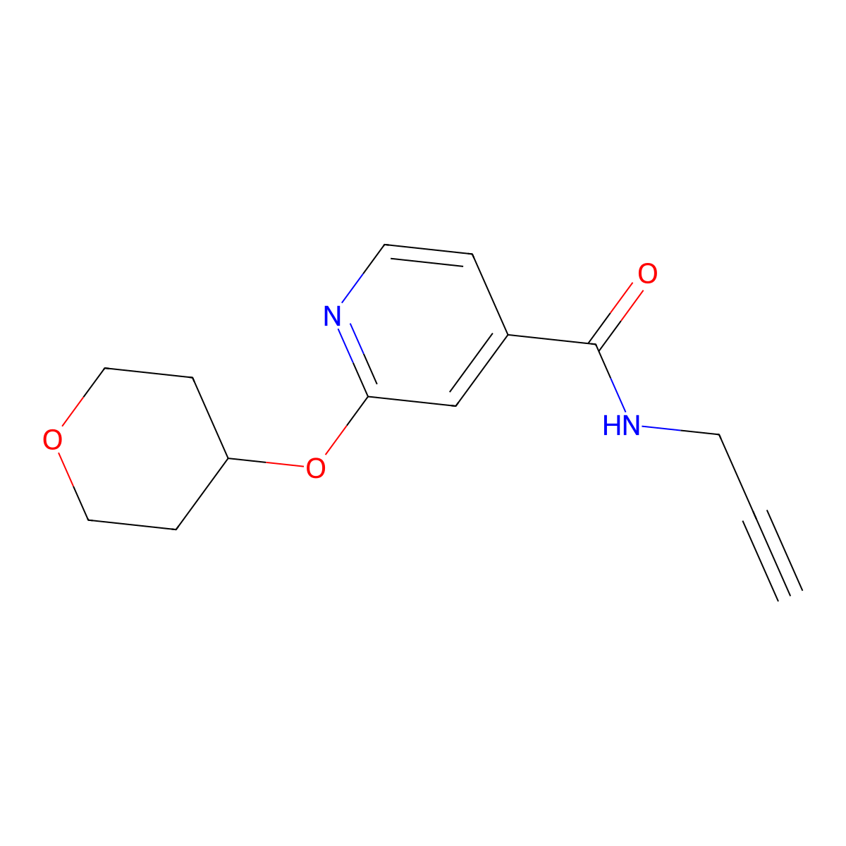 N-(prop-2-yn-1-yl)-2-((tetrahydro-2H-pyran-4-yl)oxy)isonicotinamide molecular structure, CAS 2034392-24-8