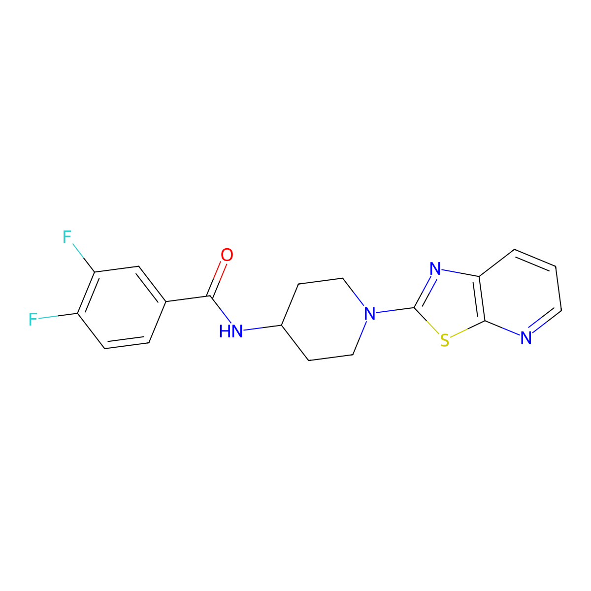 3,4-difluoro-N-(1-(thiazolo[5,4-b]pyridin-2-yl)piperidin-4-yl)benzamide molecular structure, CAS 2034392-31-7