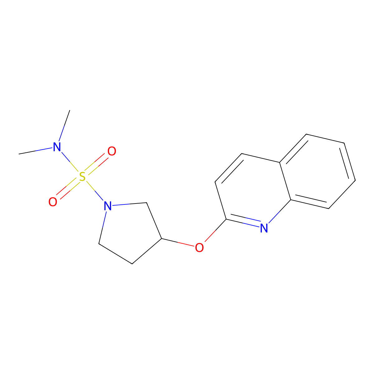 N,N-dimethyl-3-(quinolin-2-yloxy)pyrrolidine-1-sulfonamide molecular structure, CAS 2034392-33-9