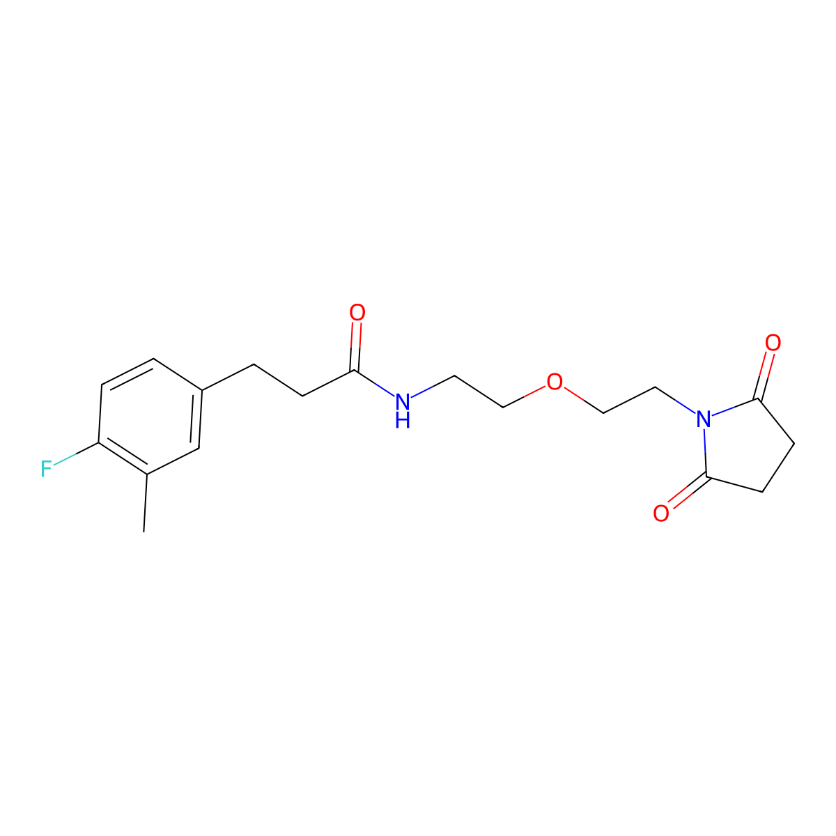 N-(2-(2-(2,5-dioxopyrrolidin-1-yl)ethoxy)ethyl)-3-(4-fluoro-3-methylphenyl)propanamide molecular structure, CAS 2034392-35-1
