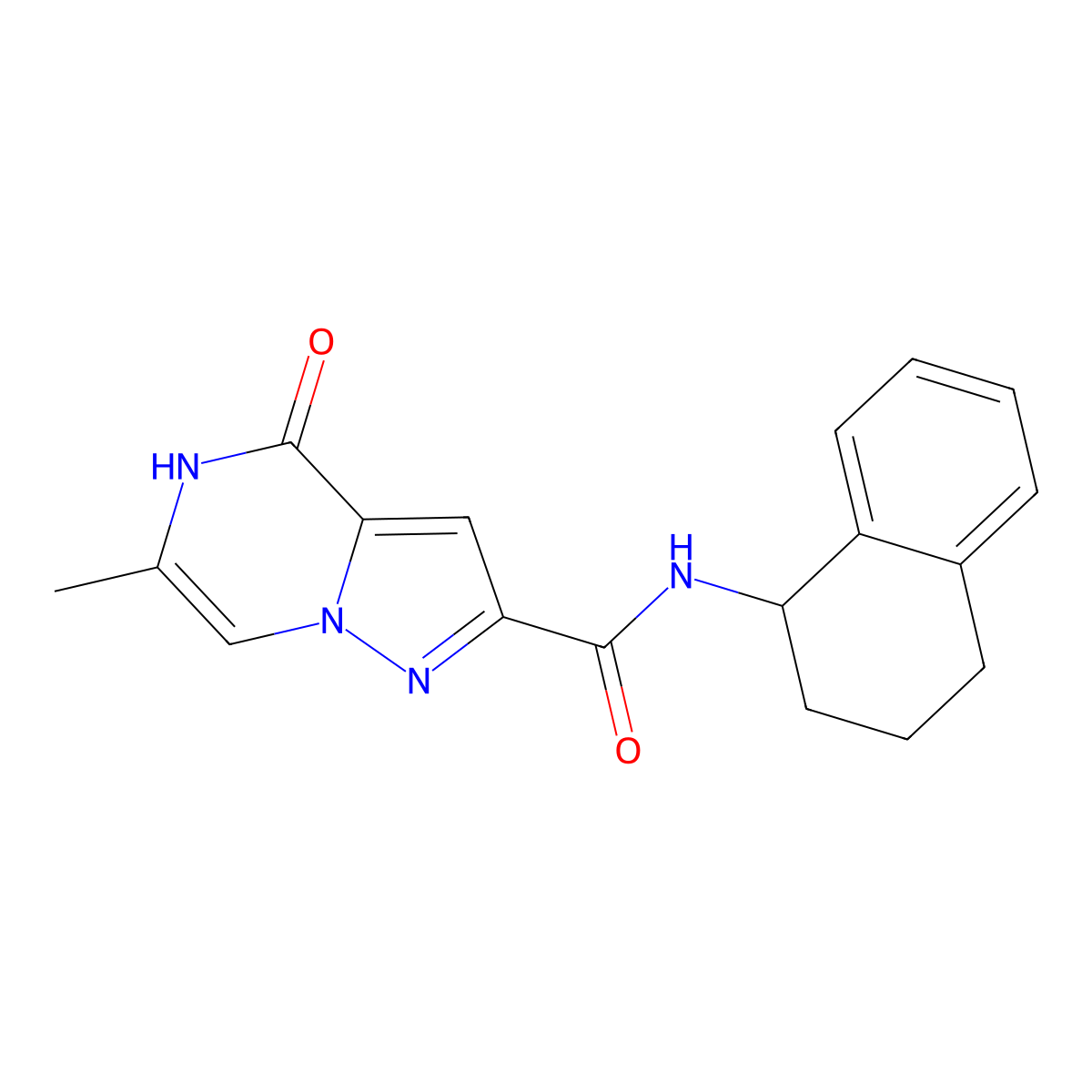 6-methyl-4-oxo-N-(1,2,3,4-tetrahydronaphthalen-1-yl)-4,5-dihydropyrazolo[1,5-a]pyrazine-2-carboxamide molecular structure, CAS 2034392-37-3