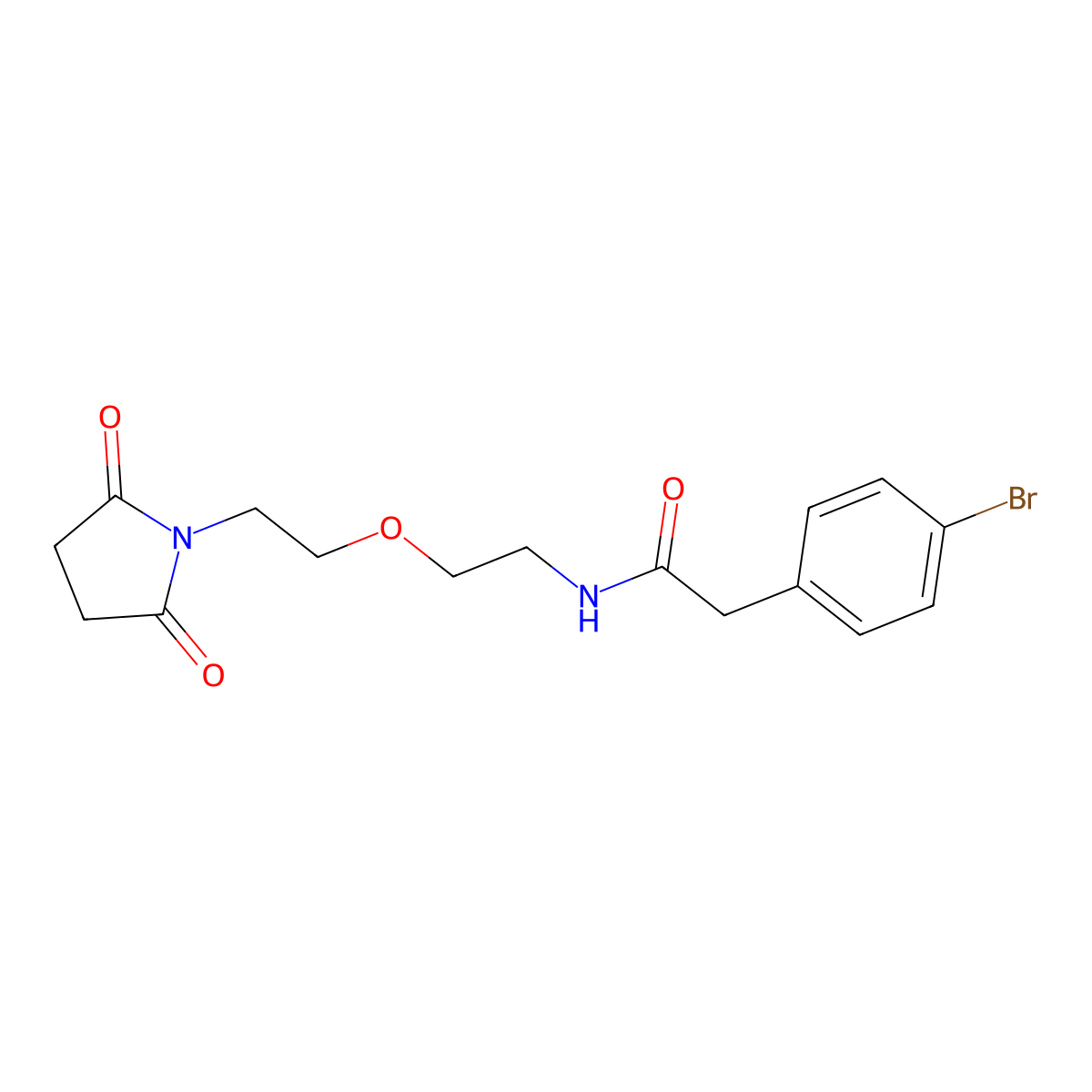 2-(4-bromophenyl)-N-{2-[2-(2,5-dioxopyrrolidin-1-yl)ethoxy]ethyl}acetamide molecular structure, CAS 2034392-43-1