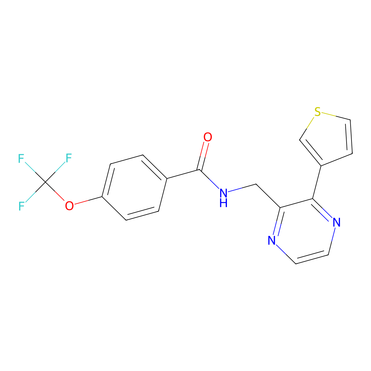 N-{[3-(thiophen-3-yl)pyrazin-2-yl]methyl}-4-(trifluoromethoxy)benzamide molecular structure, CAS 2034392-44-2