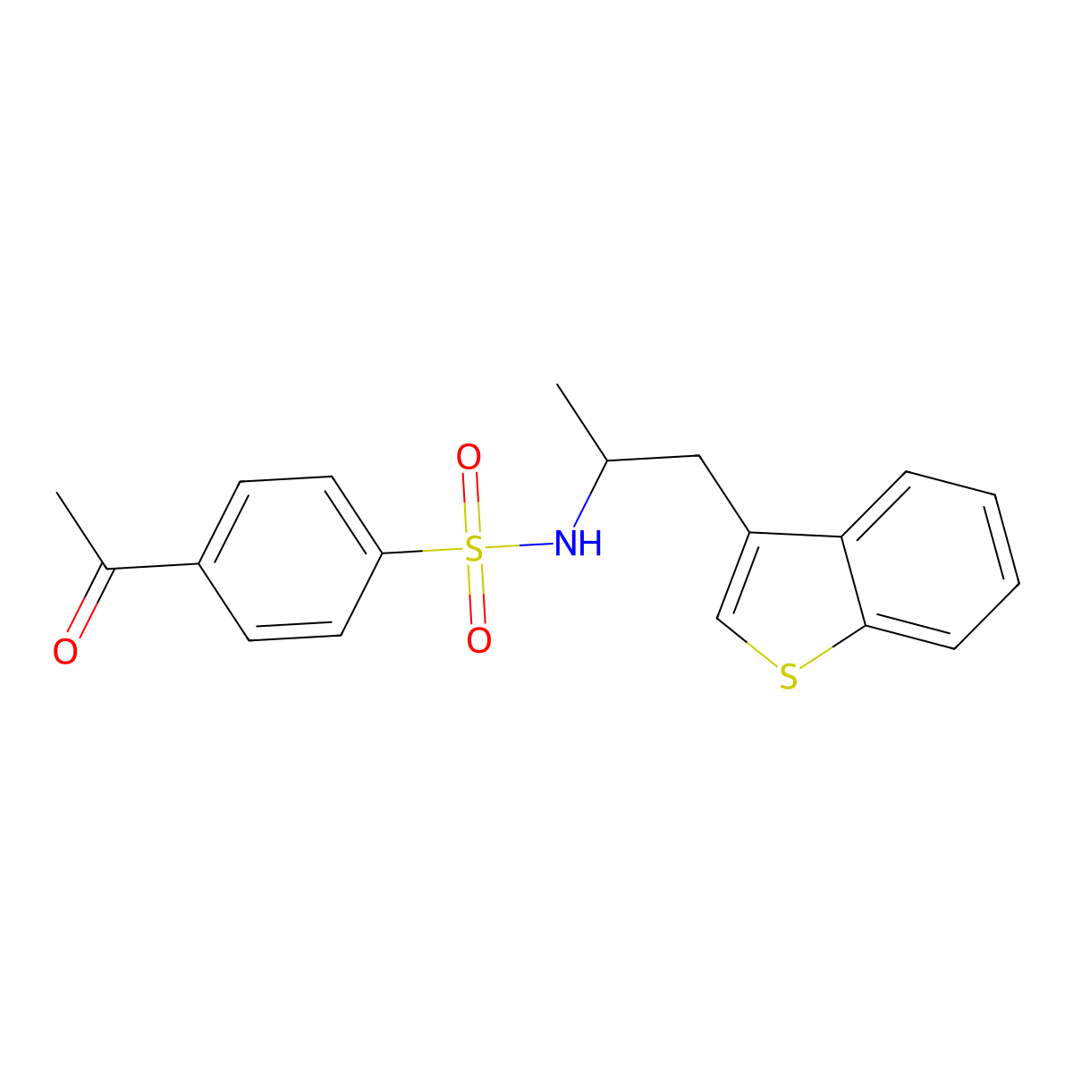 4-acetyl-N-(1-(benzo[b]thiophen-3-yl)propan-2-yl)benzenesulfonamide molecular structure, CAS 2034392-46-4