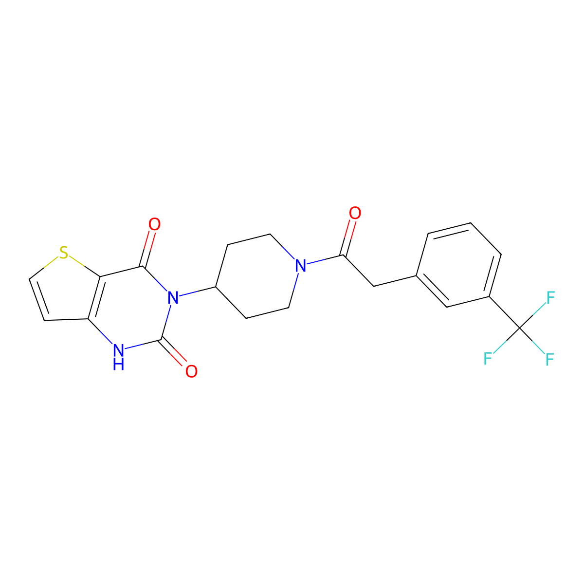 3-(1-(2-(3-(trifluoromethyl)phenyl)acetyl)piperidin-4-yl)thieno[3,2-d]pyrimidine-2,4(1H,3H)-dione molecular structure, CAS 2034392-47-5