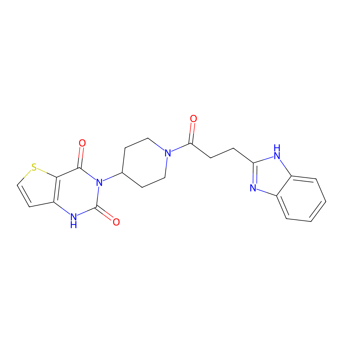 3-(1-(3-(1H-benzo[d]imidazol-2-yl)propanoyl)piperidin-4-yl)thieno[3,2-d]pyrimidine-2,4(1H,3H)-dione molecular structure, CAS 2034392-51-1