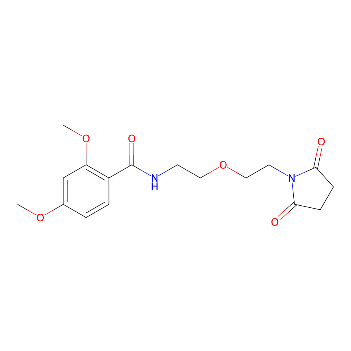 N-(2-(2-(2,5-dioxopyrrolidin-1-yl)ethoxy)ethyl)-2,4-dimethoxybenzamide molecular structure, CAS 2034392-52-2