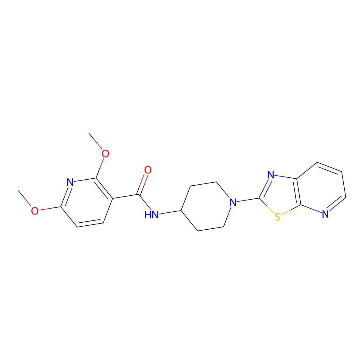 2,6-dimethoxy-N-(1-(thiazolo[5,4-b]pyridin-2-yl)piperidin-4-yl)nicotinamide molecular structure, CAS 2034392-55-5