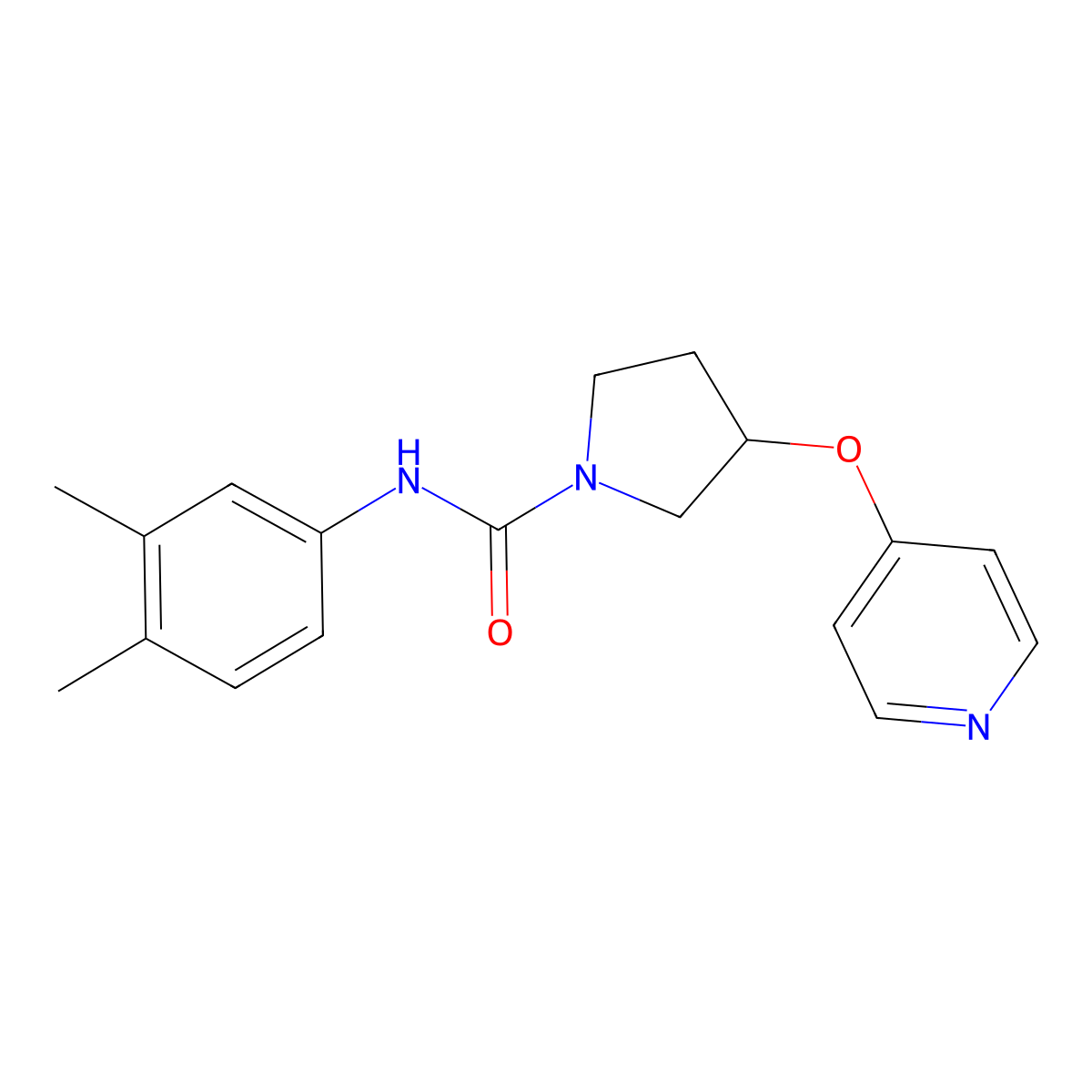 N-(3,4-dimethylphenyl)-3-(pyridin-4-yloxy)pyrrolidine-1-carboxamide molecular structure, CAS 2034392-57-7