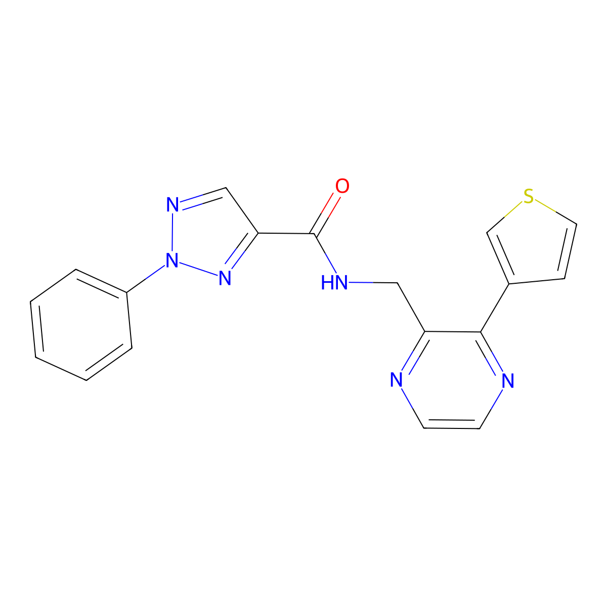2-phenyl-N-{[3-(thiophen-3-yl)pyrazin-2-yl]methyl}-2H-1,2,3-triazole-4-carboxamide molecular structure, CAS 2034392-58-8