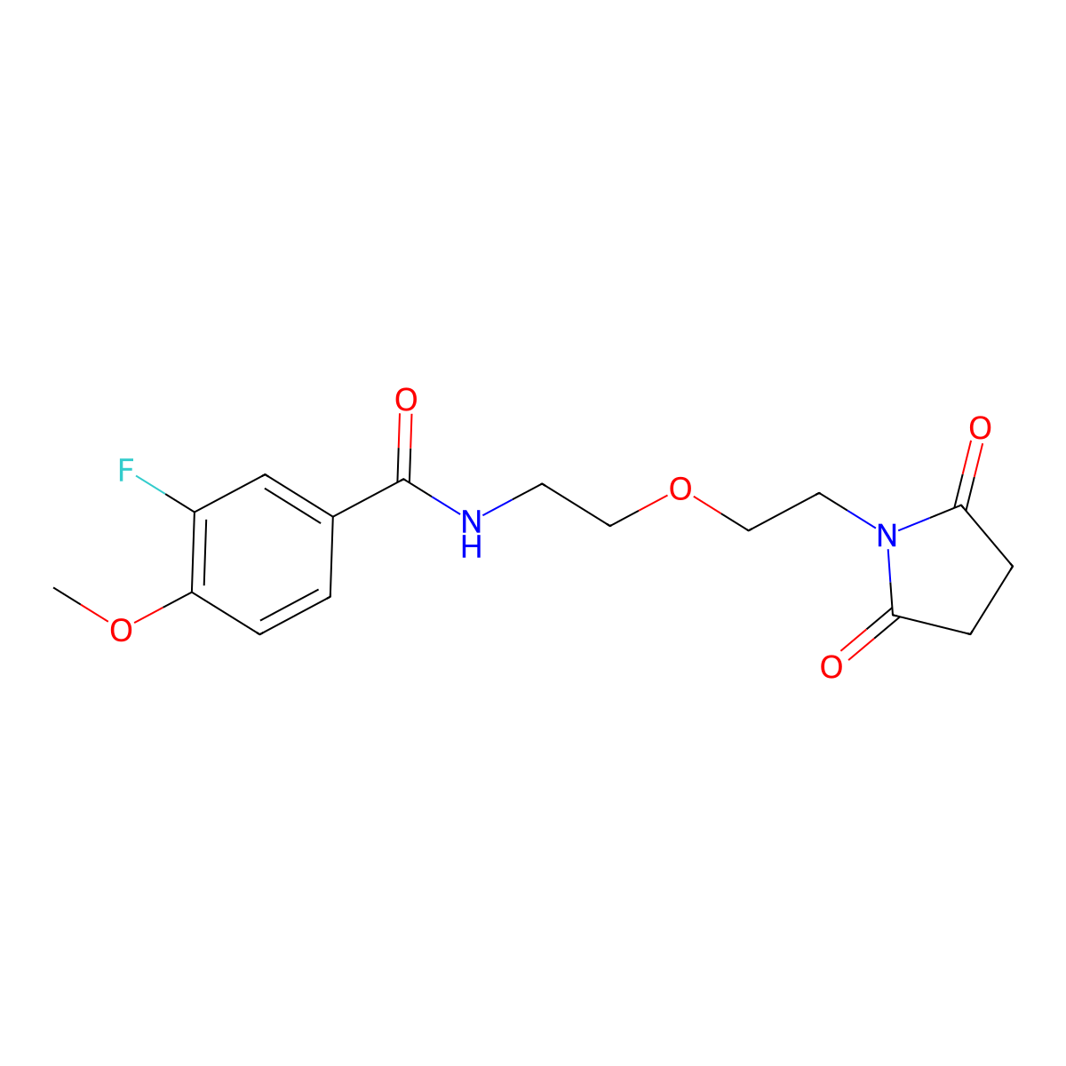 N-(2-(2-(2,5-dioxopyrrolidin-1-yl)ethoxy)ethyl)-3-fluoro-4-methoxybenzamide molecular structure, CAS 2034392-64-6