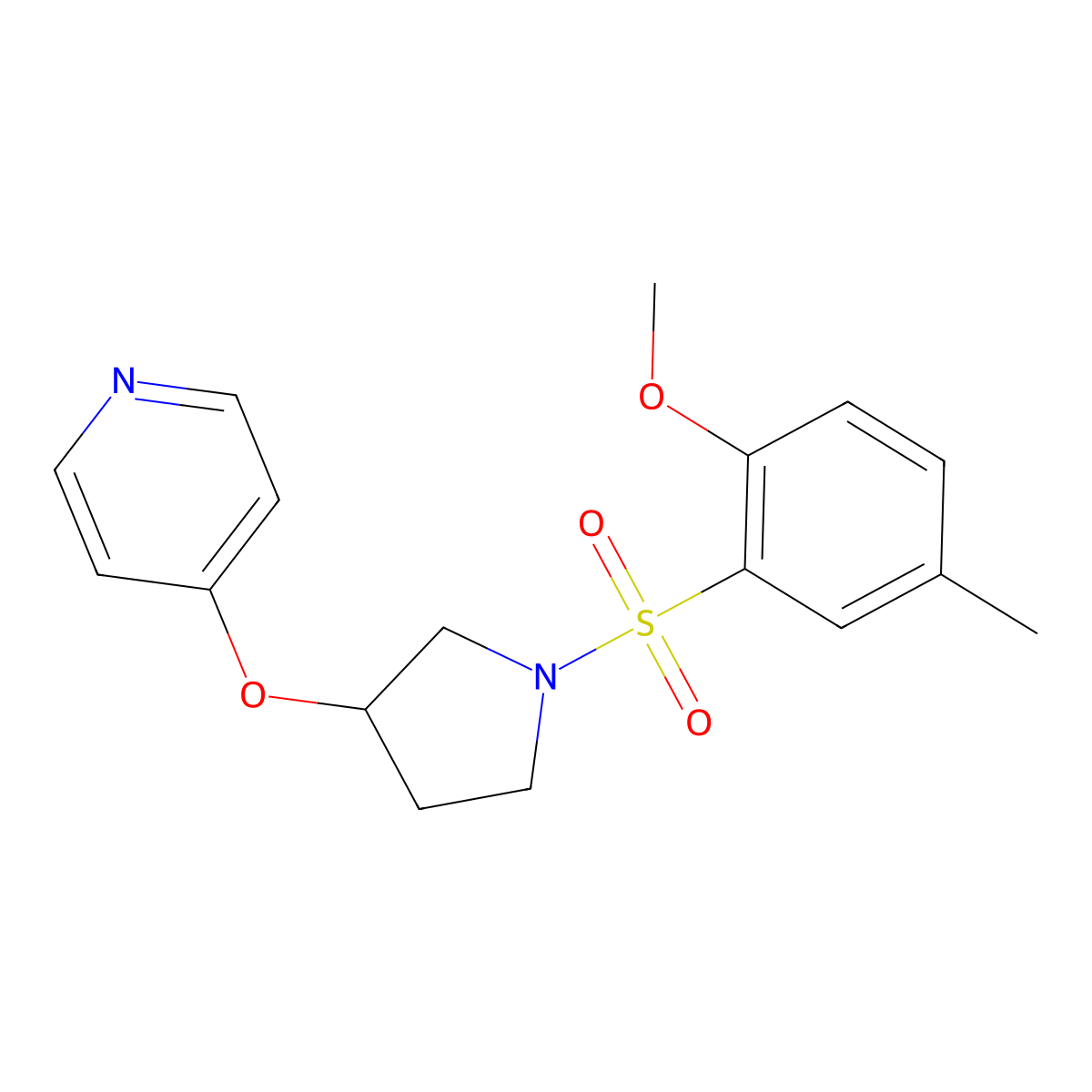 4-((1-((2-Methoxy-5-methylphenyl)sulfonyl)pyrrolidin-3-yl)oxy)pyridine molecular structure, CAS 2034392-67-9