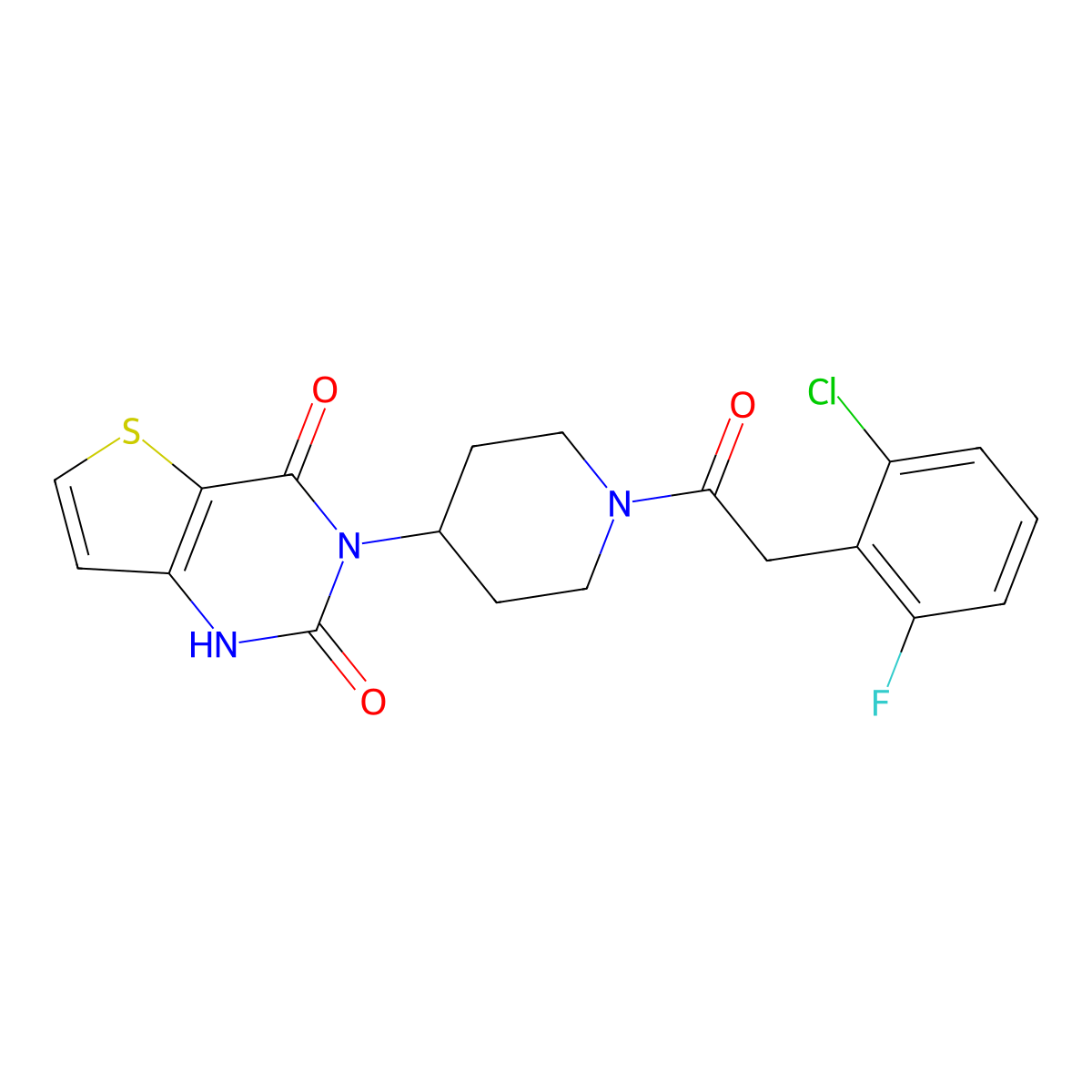 3-(1-(2-(2-chloro-6-fluorophenyl)acetyl)piperidin-4-yl)thieno[3,2-d]pyrimidine-2,4(1H,3H)-dione molecular structure, CAS 2034392-73-7