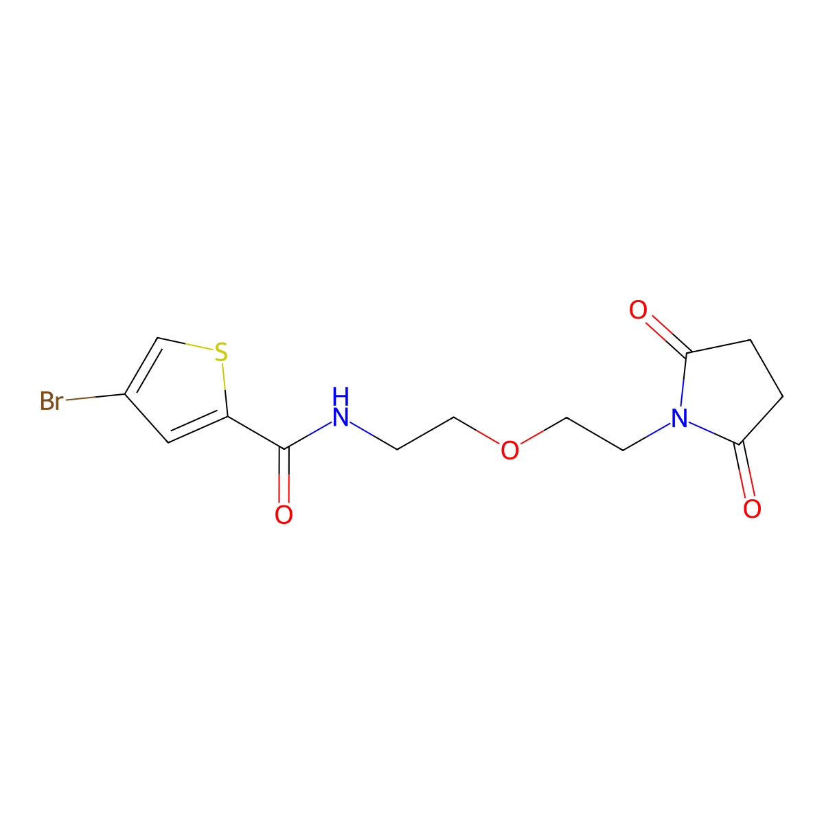 4-bromo-N-(2-(2-(2,5-dioxopyrrolidin-1-yl)ethoxy)ethyl)thiophene-2-carboxamide molecular structure, CAS 2034392-74-8