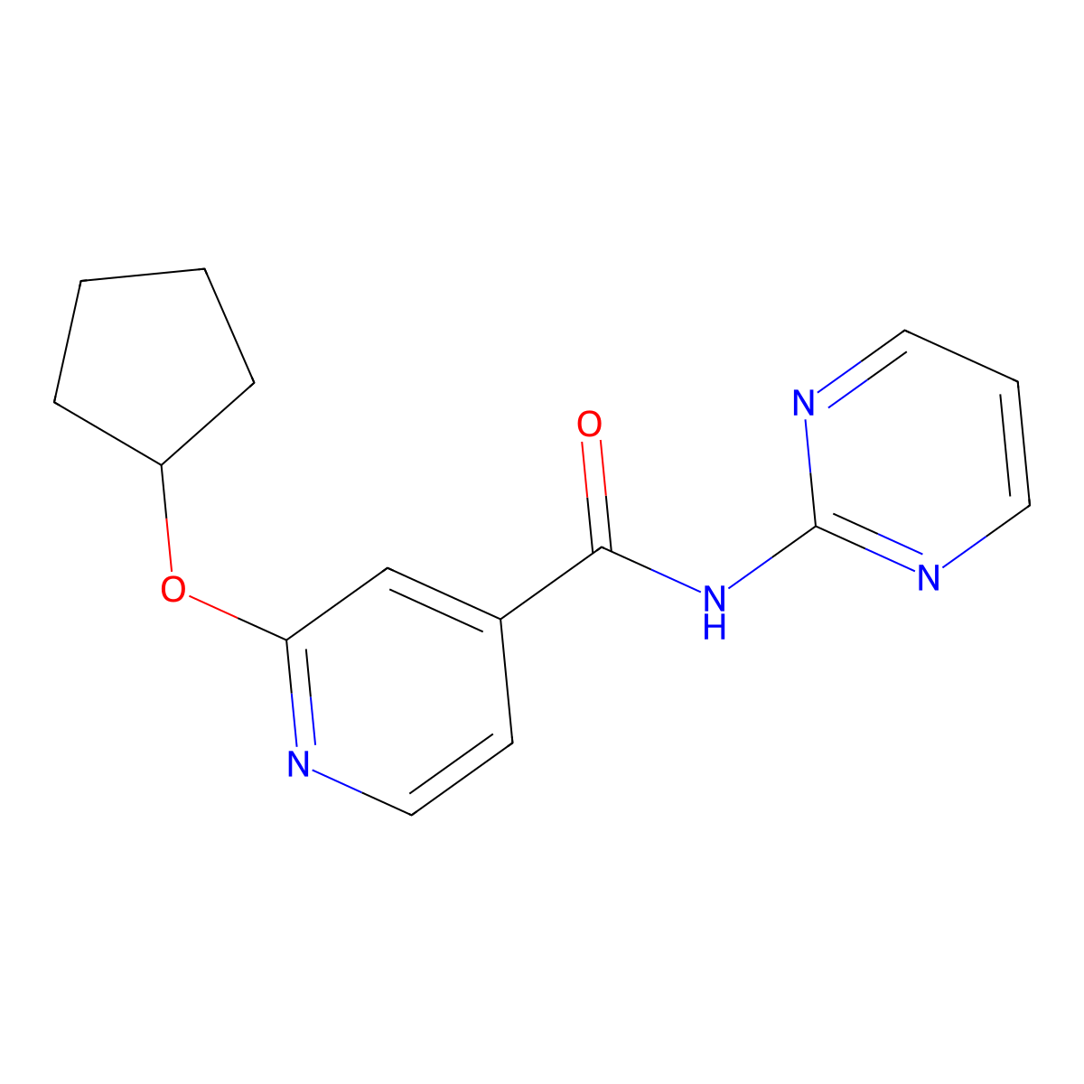 2-(cyclopentyloxy)-N-(pyrimidin-2-yl)isonicotinamide molecular structure, CAS 2034392-77-1