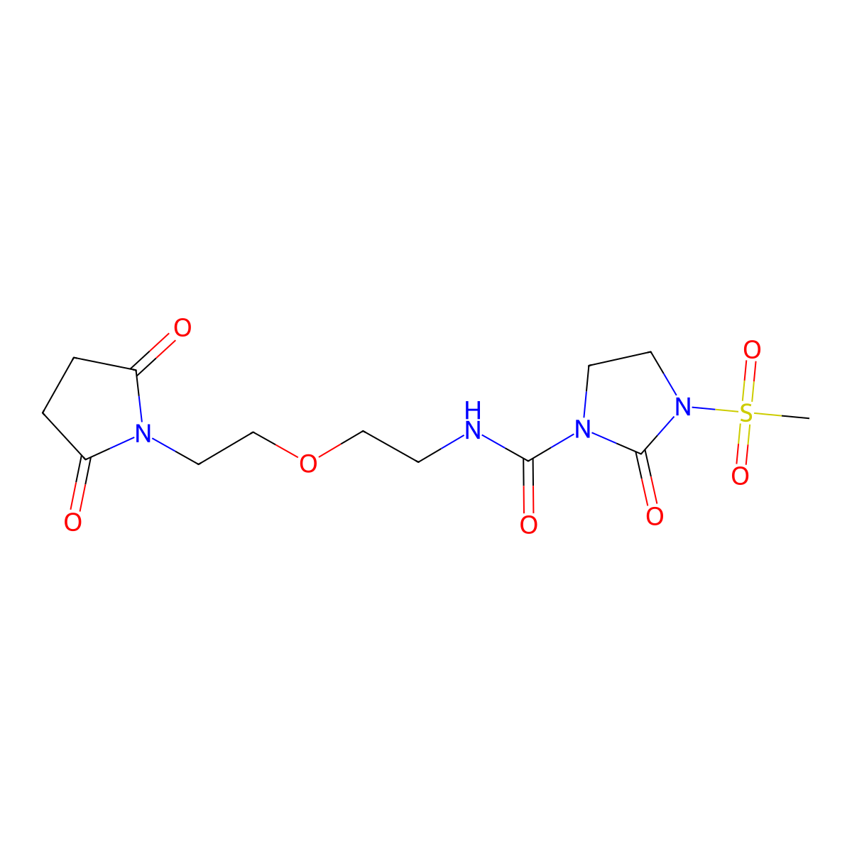 N-(2-(2-(2,5-dioxopyrrolidin-1-yl)ethoxy)ethyl)-3-(methylsulfonyl)-2-oxoimidazolidine-1-carboxamide molecular structure, CAS 2034392-80-6