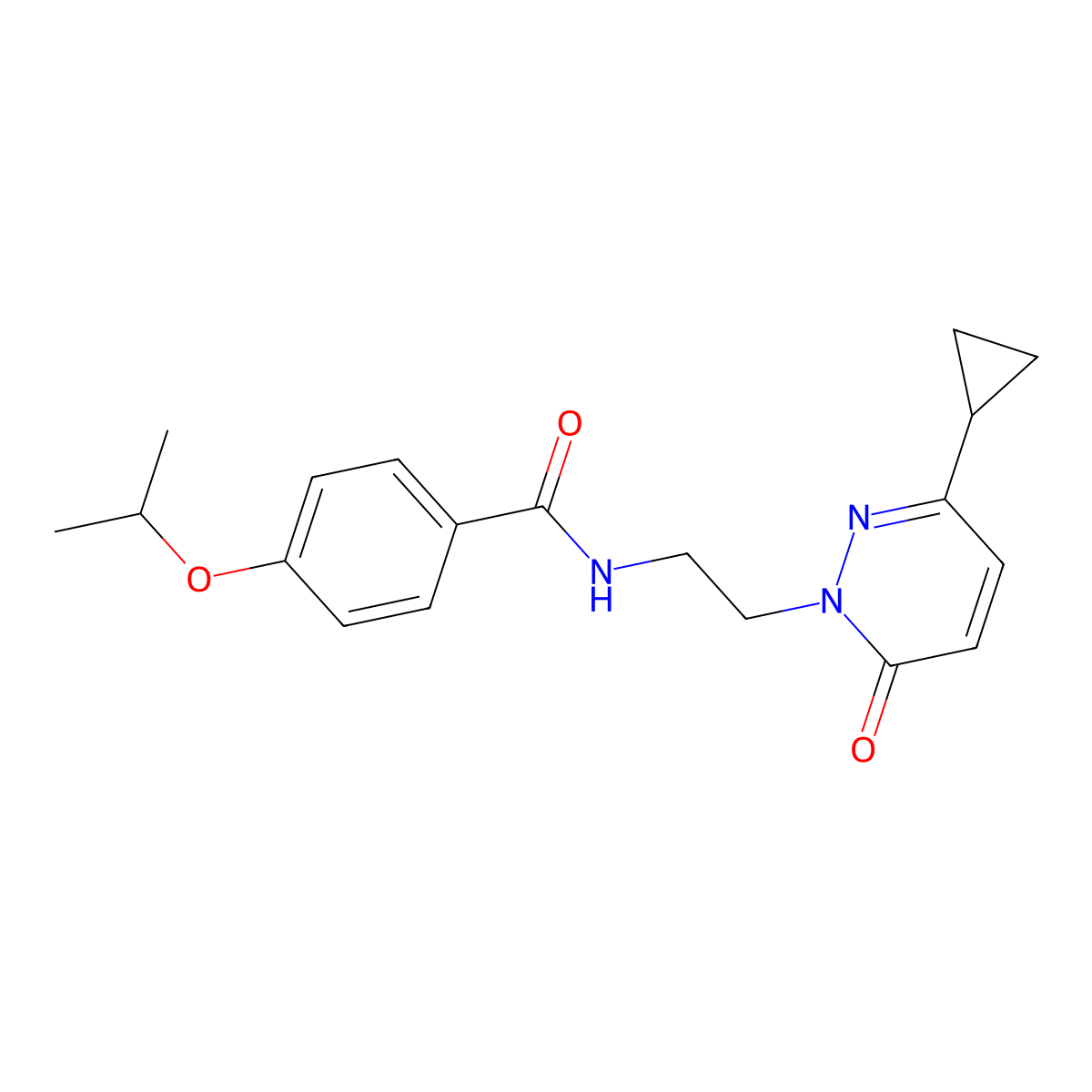 N-(2-(3-cyclopropyl-6-oxopyridazin-1(6H)-yl)ethyl)-4-isopropoxybenzamide molecular structure, CAS 2034392-83-9