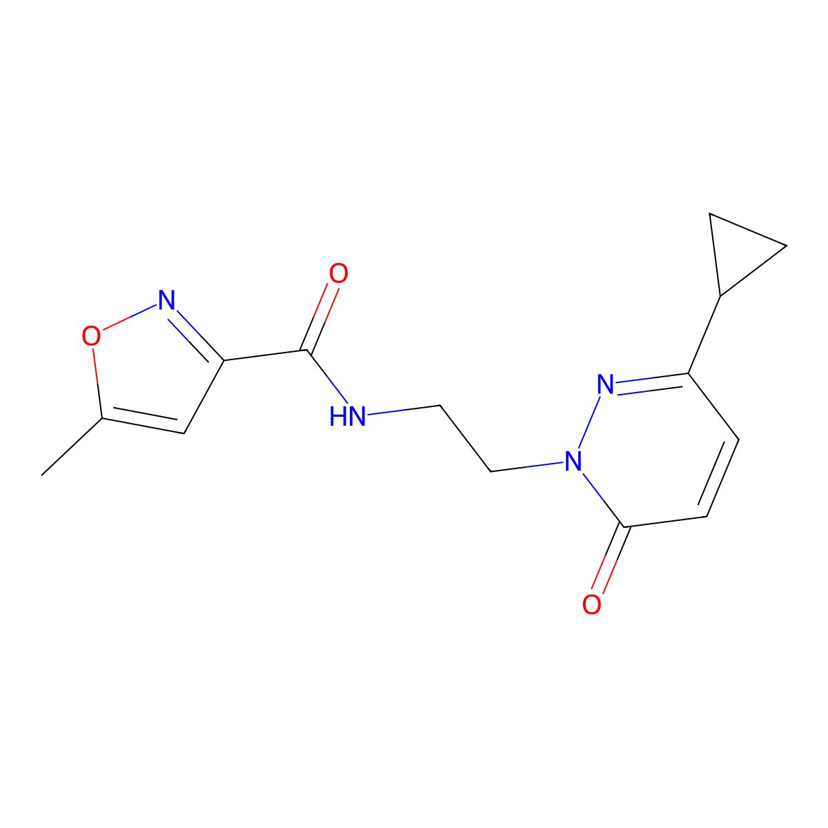 N-[2-(3-cyclopropyl-6-oxo-1,6-dihydropyridazin-1-yl)ethyl]-5-methyl-1,2-oxazole-3-carboxamide molecular structure, CAS 2034392-87-3