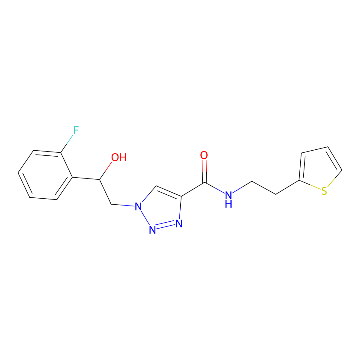 1-[2-(2-fluorophenyl)-2-hydroxyethyl]-N-[2-(thiophen-2-yl)ethyl]-1H-1,2,3-triazole-4-carboxamide molecular structure, CAS 2034392-91-9
