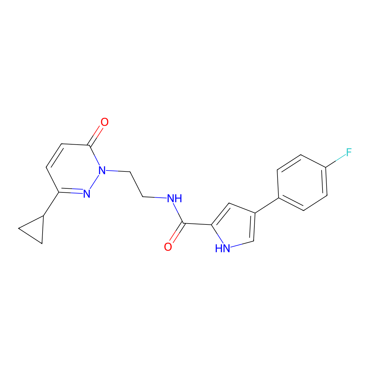 N-(2-(3-cyclopropyl-6-oxopyridazin-1(6H)-yl)ethyl)-4-(4-fluorophenyl)-1H-pyrrole-2-carboxamide molecular structure, CAS 2034392-92-0