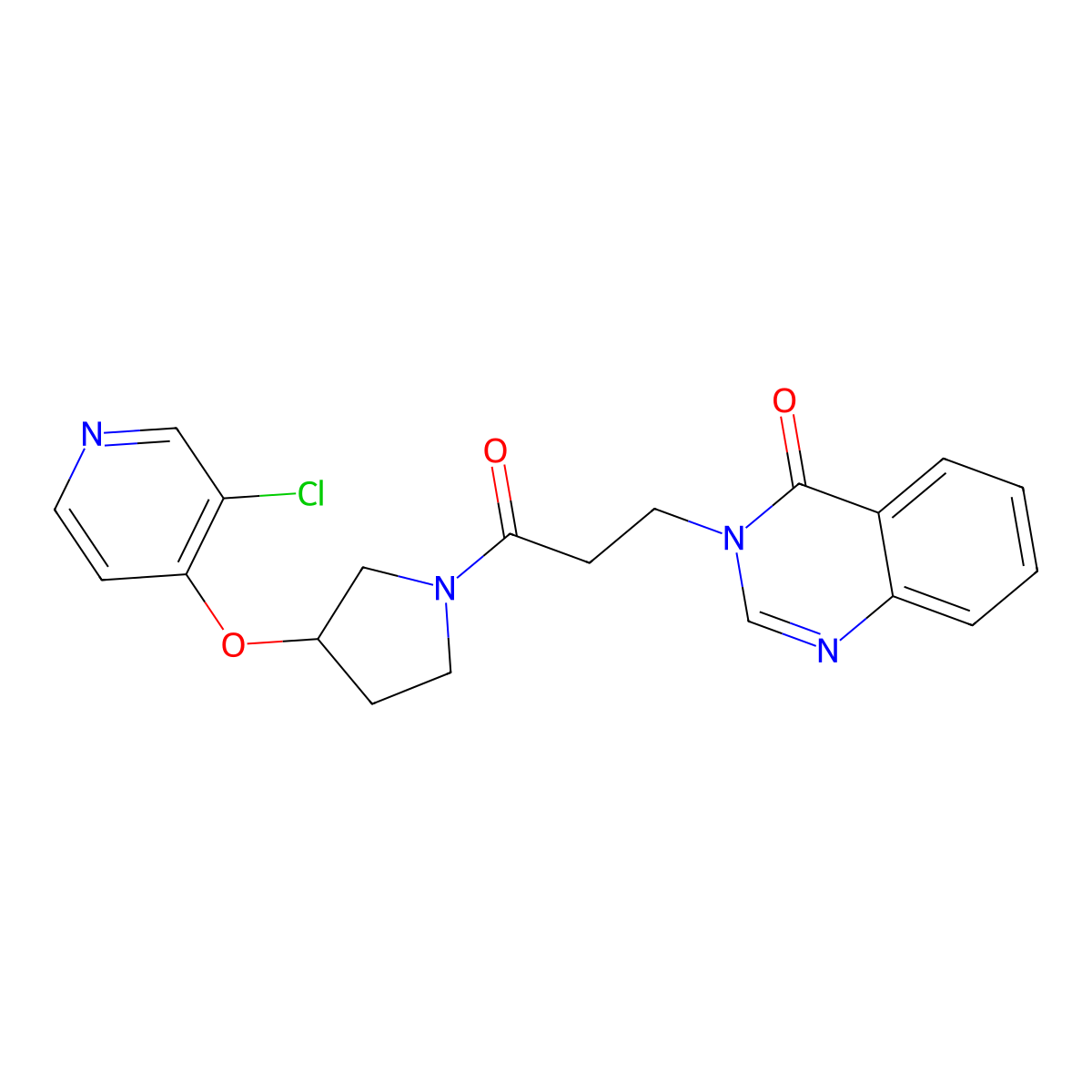 3-(3-(3-((3-chloropyridin-4-yl)oxy)pyrrolidin-1-yl)-3-oxopropyl)quinazolin-4(3H)-one molecular structure, CAS 2034392-96-4
