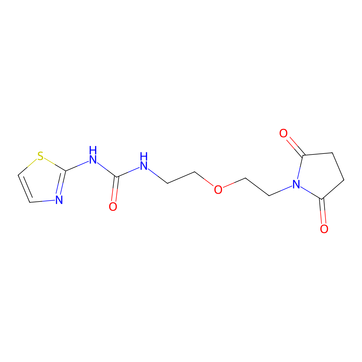 1-(2-(2-(2,5-Dioxopyrrolidin-1-yl)ethoxy)ethyl)-3-(thiazol-2-yl)urea molecular structure, CAS 2034392-97-5