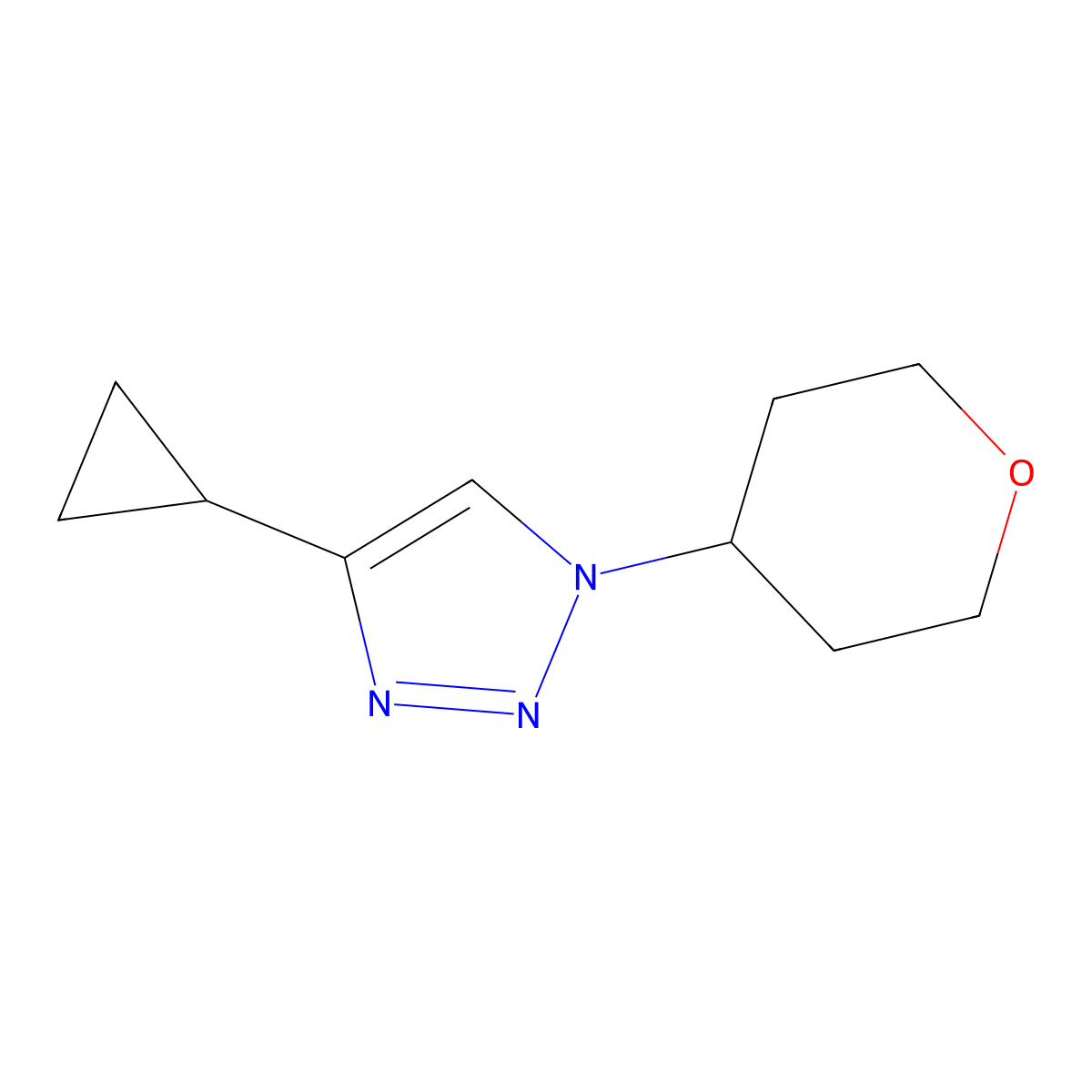 4-cyclopropyl-1-(tetrahydro-2H-pyran-4-yl)-1H-1,2,3-triazole molecular structure, CAS 2034393-05-8