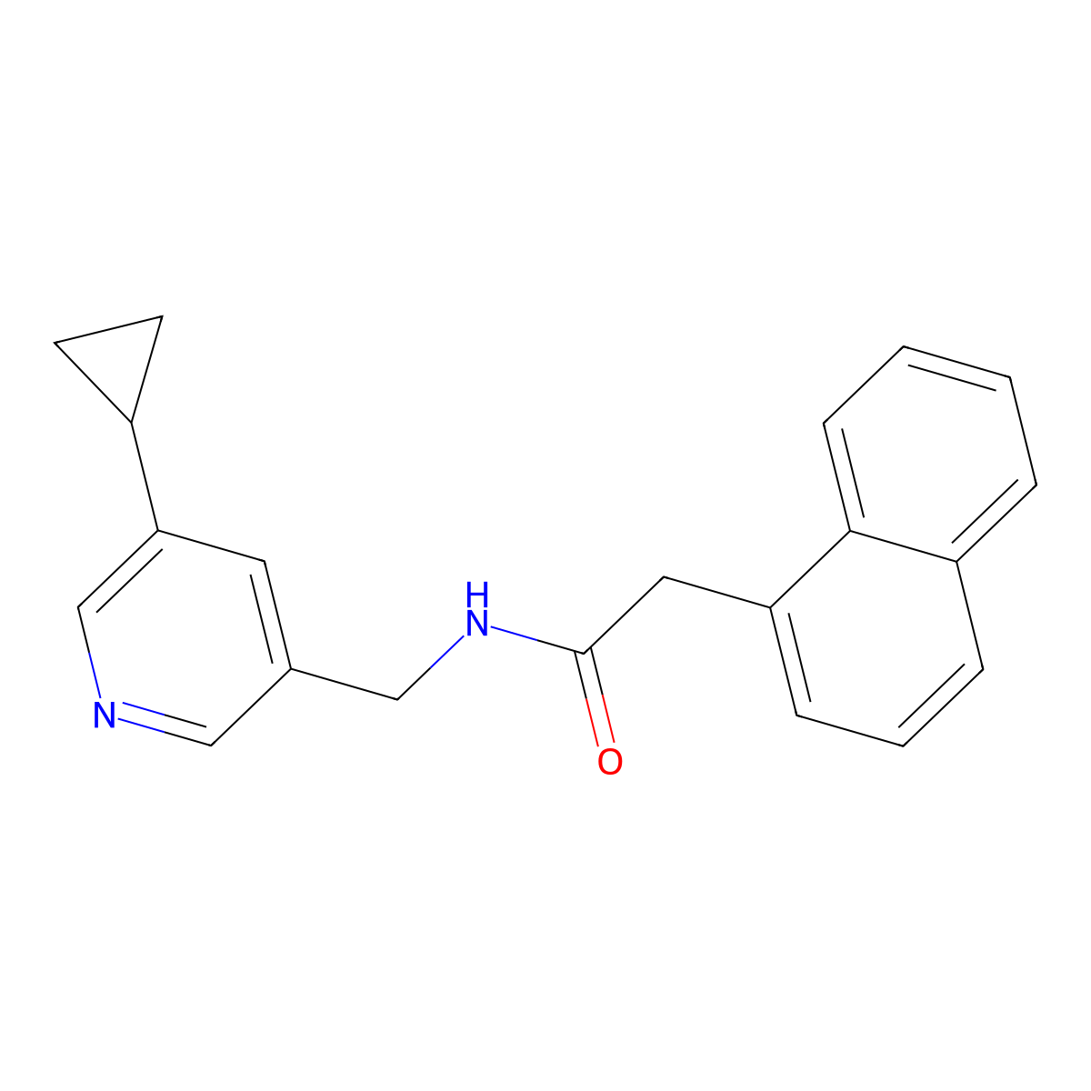 N-[(5-cyclopropylpyridin-3-yl)methyl]-2-(naphthalen-1-yl)acetamide molecular structure, CAS 2034393-11-6