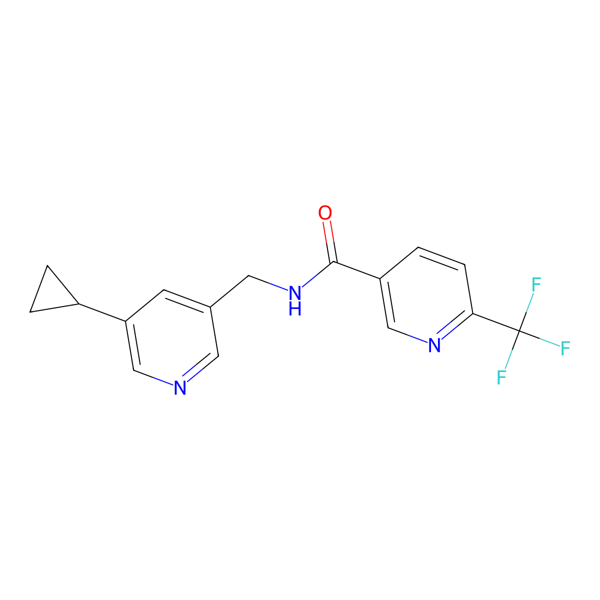 N-((5-cyclopropylpyridin-3-yl)methyl)-6-(trifluoromethyl)nicotinamide molecular structure, CAS 2034393-13-8