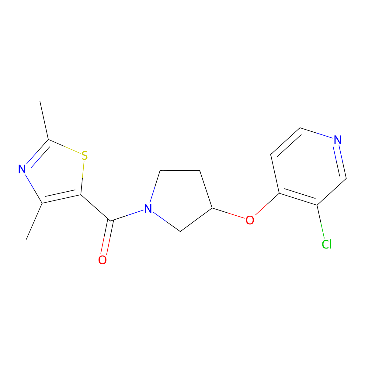 (3-((3-Chloropyridin-4-yl)oxy)pyrrolidin-1-yl)(2,4-dimethylthiazol-5-yl)methanone molecular structure, CAS 2034393-15-0