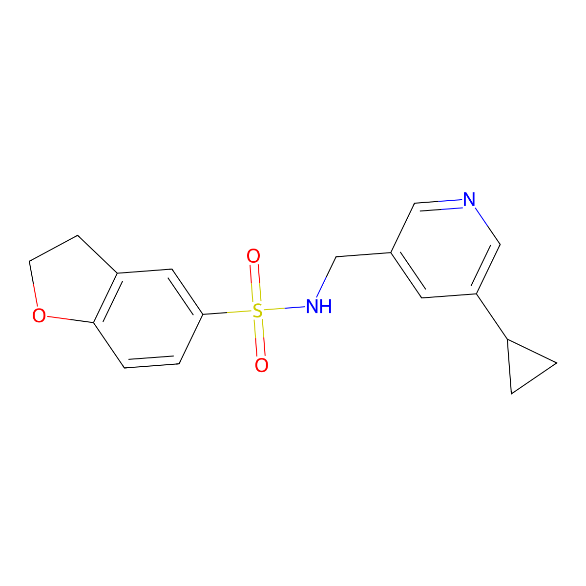 N-((5-cyclopropylpyridin-3-yl)methyl)-2,3-dihydrobenzofuran-5-sulfonamide molecular structure, CAS 2034393-16-1