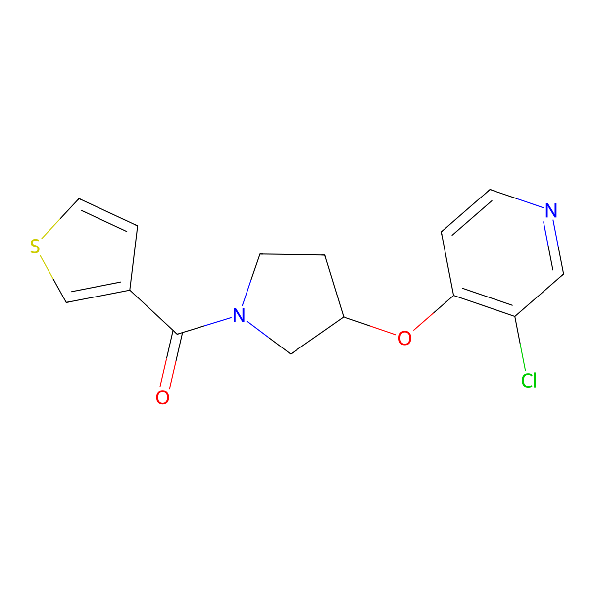 (3-((3-Chloropyridin-4-yl)oxy)pyrrolidin-1-yl)(thiophen-3-yl)methanone molecular structure, CAS 2034393-17-2
