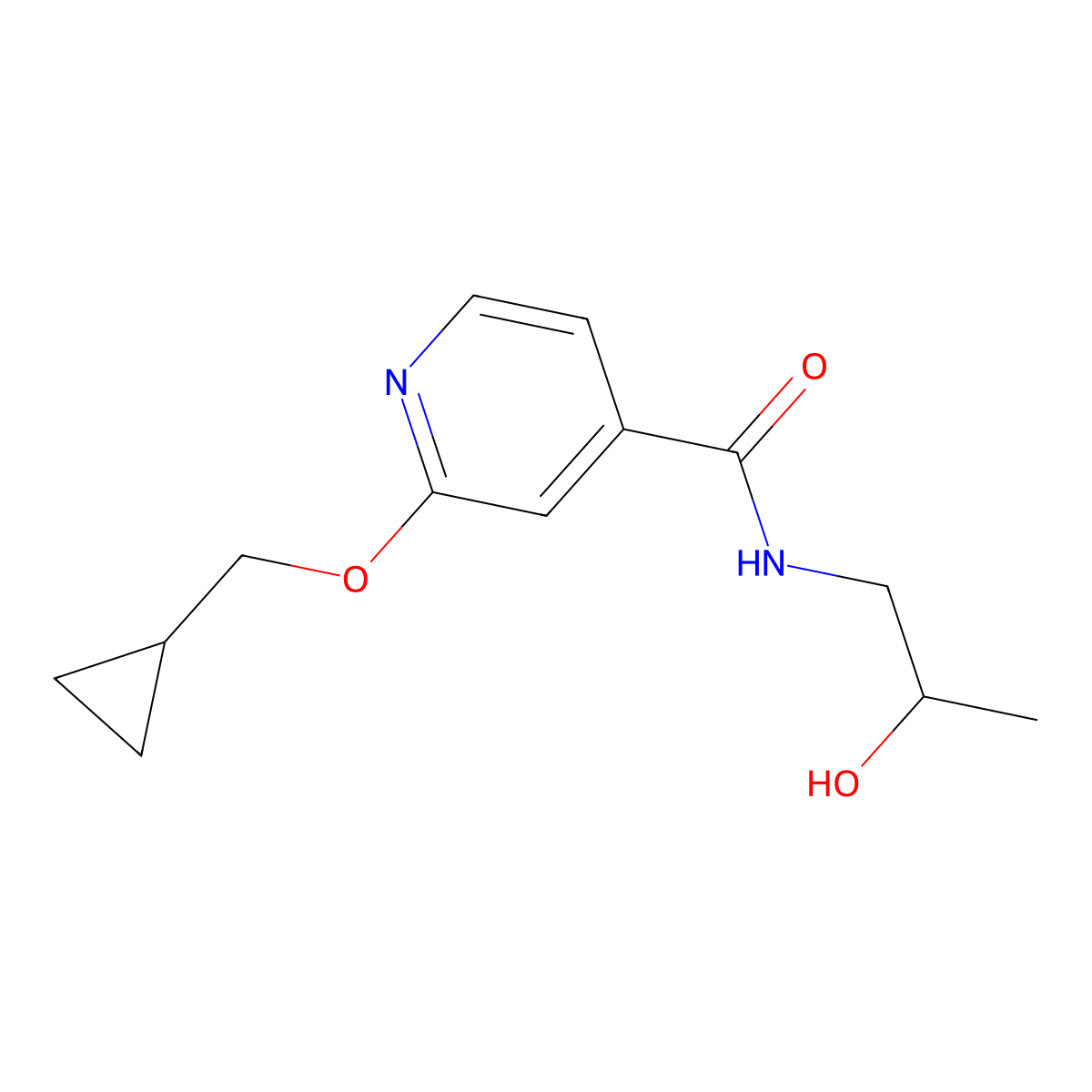 2-(cyclopropylmethoxy)-N-(2-hydroxypropyl)isonicotinamide molecular structure, CAS 2034393-28-5