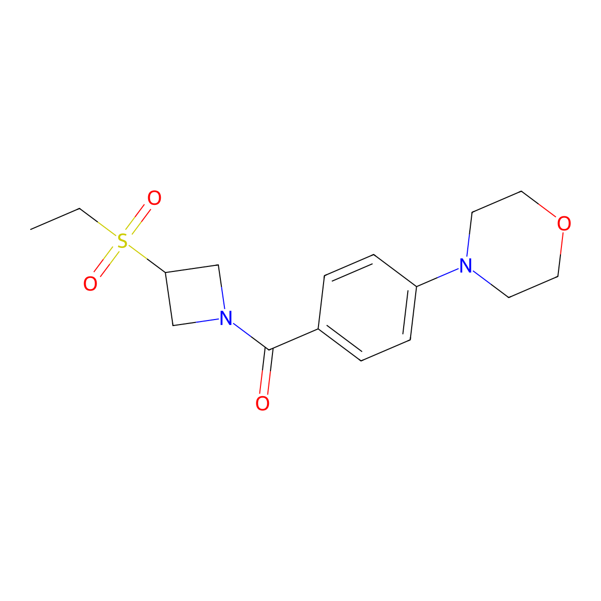 (3-(Ethylsulfonyl)azetidin-1-yl)(4-morpholinophenyl)methanone molecular structure, CAS 2034393-34-3