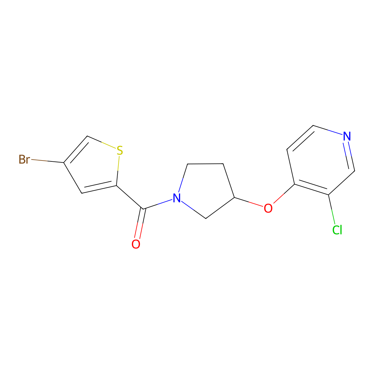 (4-Bromothiophen-2-yl)(3-((3-chloropyridin-4-yl)oxy)pyrrolidin-1-yl)methanone molecular structure, CAS 2034393-37-6