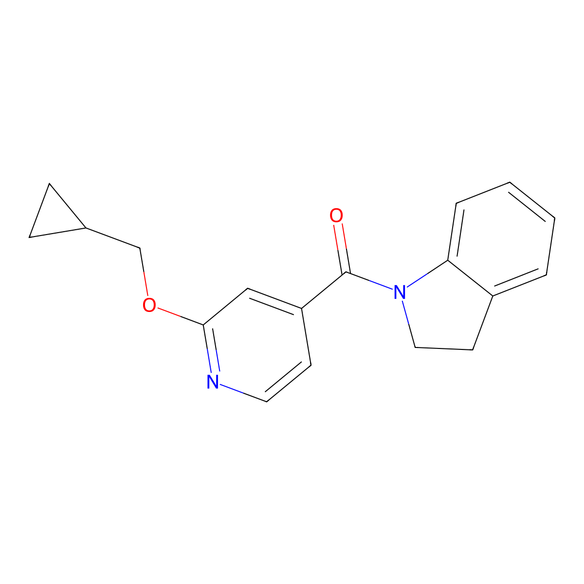 (2-(Cyclopropylmethoxy)pyridin-4-yl)(indolin-1-yl)methanone molecular structure, CAS 2034393-38-7
