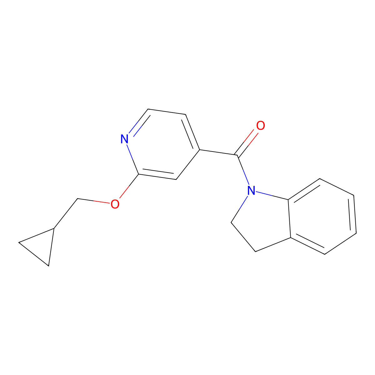 (2-(Cyclopropylmethoxy)pyridin-4-yl)(indolin-1-yl)methanone molecular structure, CAS 2034393-38-7