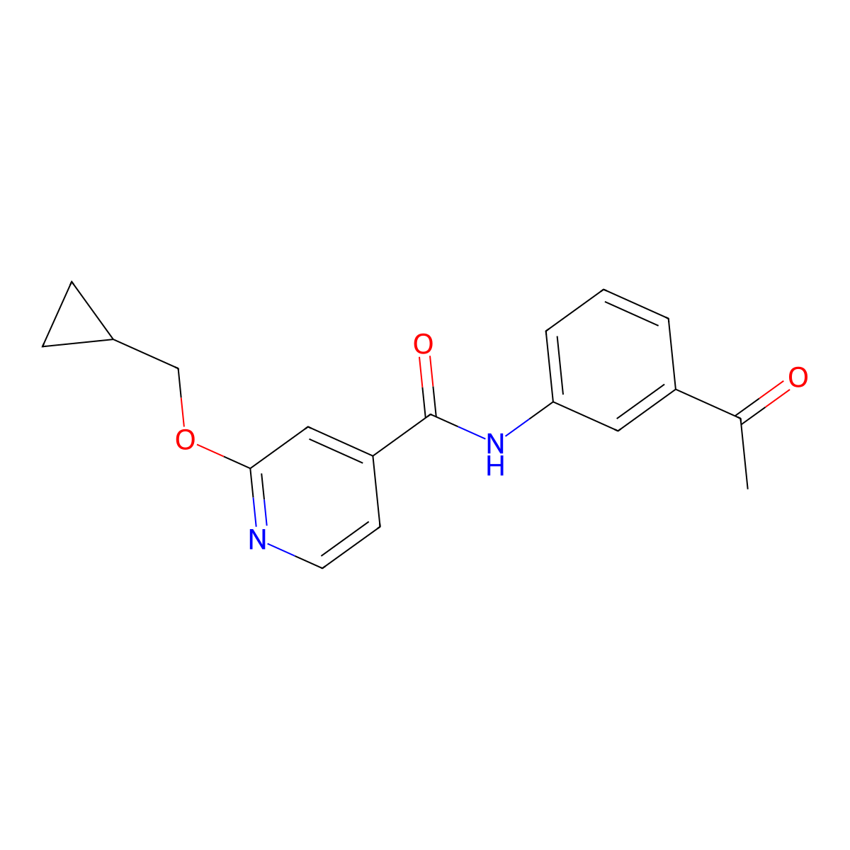 N-(3-acetylphenyl)-2-(cyclopropylmethoxy)isonicotinamide molecular structure, CAS 2034393-45-6
