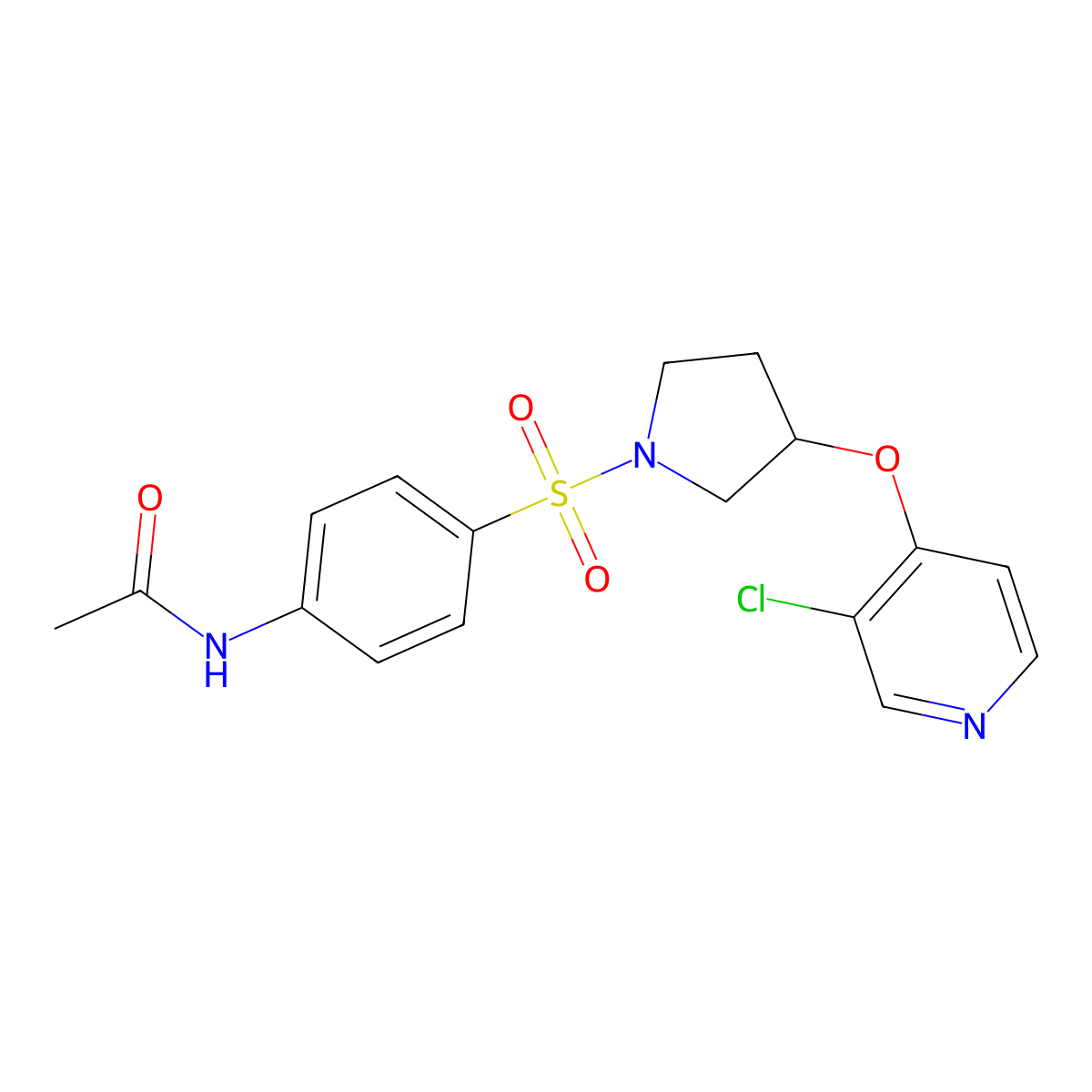N-(4-((3-((3-chloropyridin-4-yl)oxy)pyrrolidin-1-yl)sulfonyl)phenyl)acetamide molecular structure, CAS 2034393-48-9