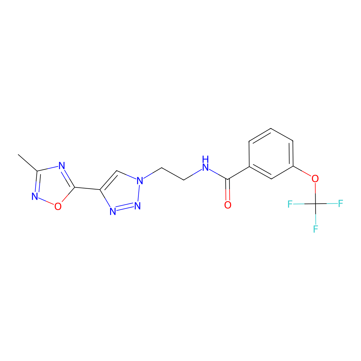 N-{2-[4-(3-methyl-1,2,4-oxadiazol-5-yl)-1H-1,2,3-triazol-1-yl]ethyl}-3-(trifluoromethoxy)benzamide molecular structure, CAS 2034393-50-3