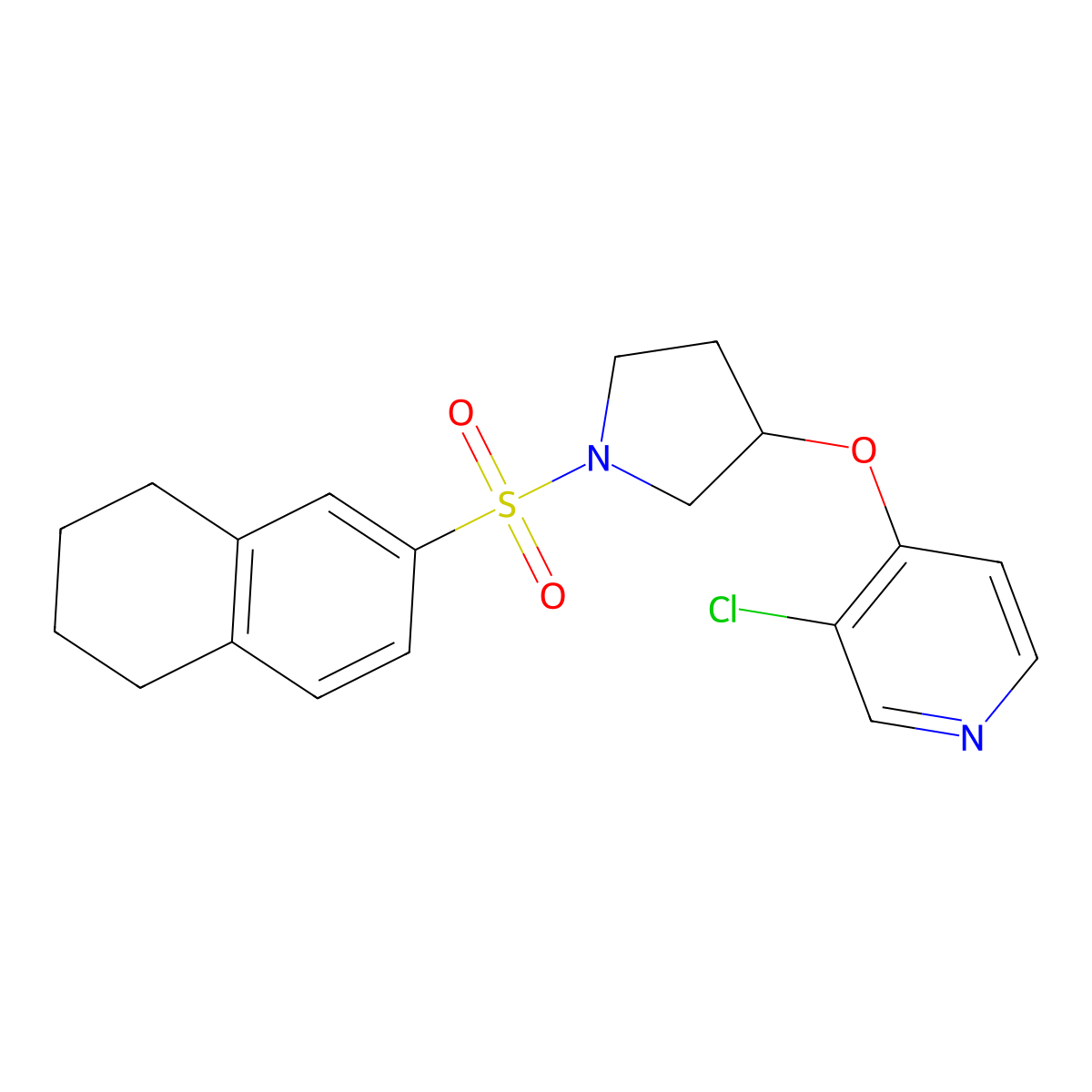 3-Chloro-4-((1-((5,6,7,8-tetrahydronaphthalen-2-yl)sulfonyl)pyrrolidin-3-yl)oxy)pyridine molecular structure, CAS 2034393-55-8